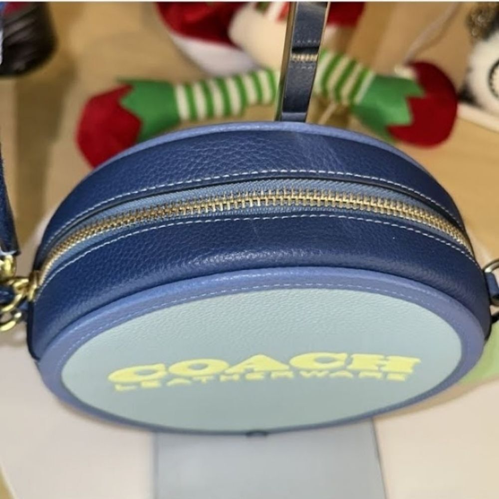 COACH KIA BLUE COLORBLOCK ROUND CIRCLE CANTEEN CROSSBODY BAG GUITAR STRAP - Picture 10 of 16